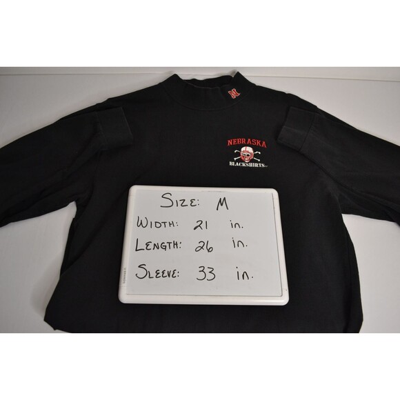 Nebraska Blackshirts Men's Medium Black Embroidered Mock Neck Long Sleeve Shirt - Picture 12 of 12